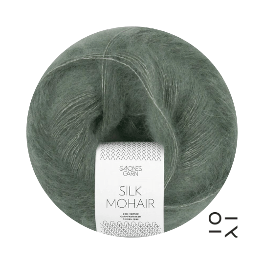 Wolle Sandnesgarn Silk Mohair Stovet Olivengronn 9071